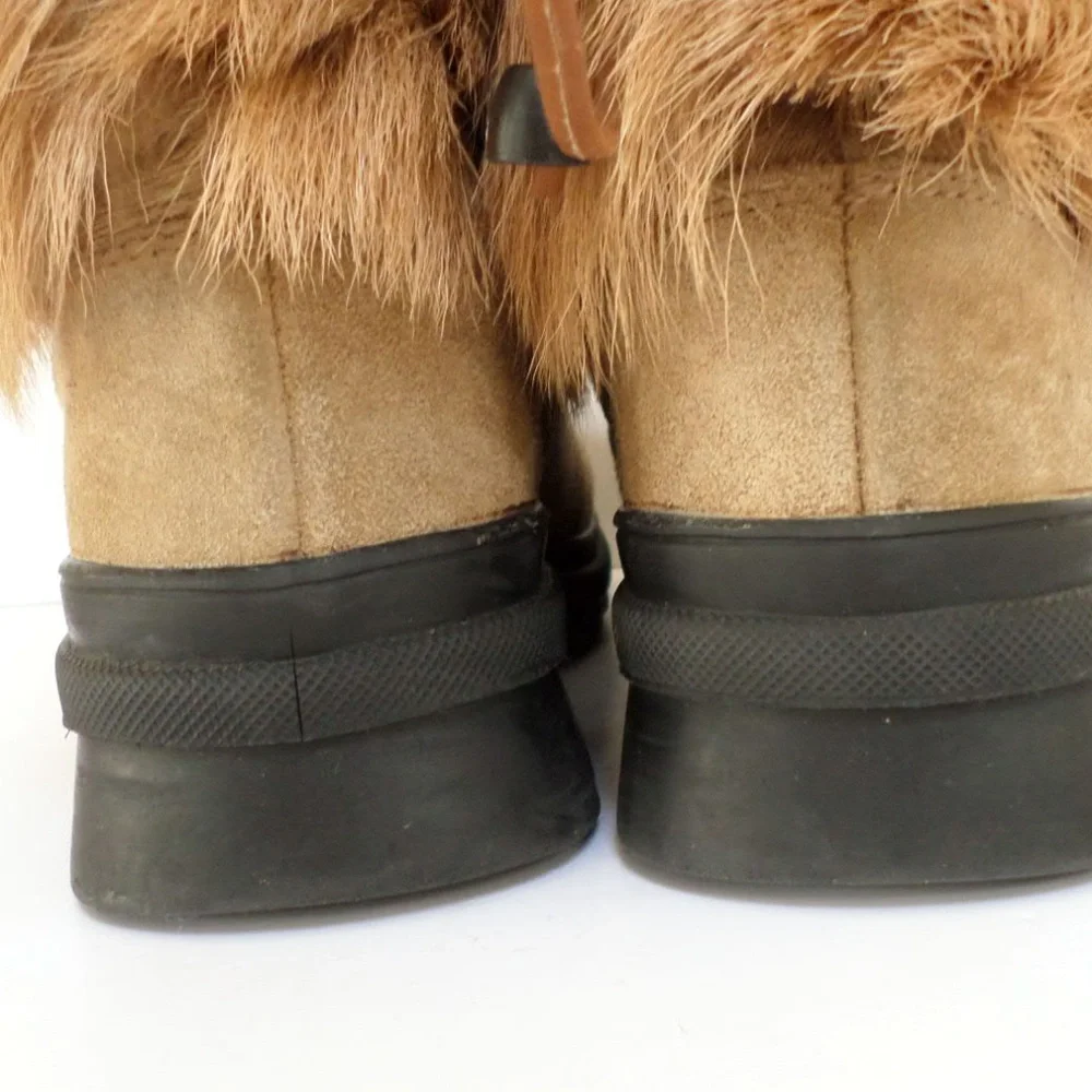 Pajar Women's Tan and Camel Furry Winter Rain Boots